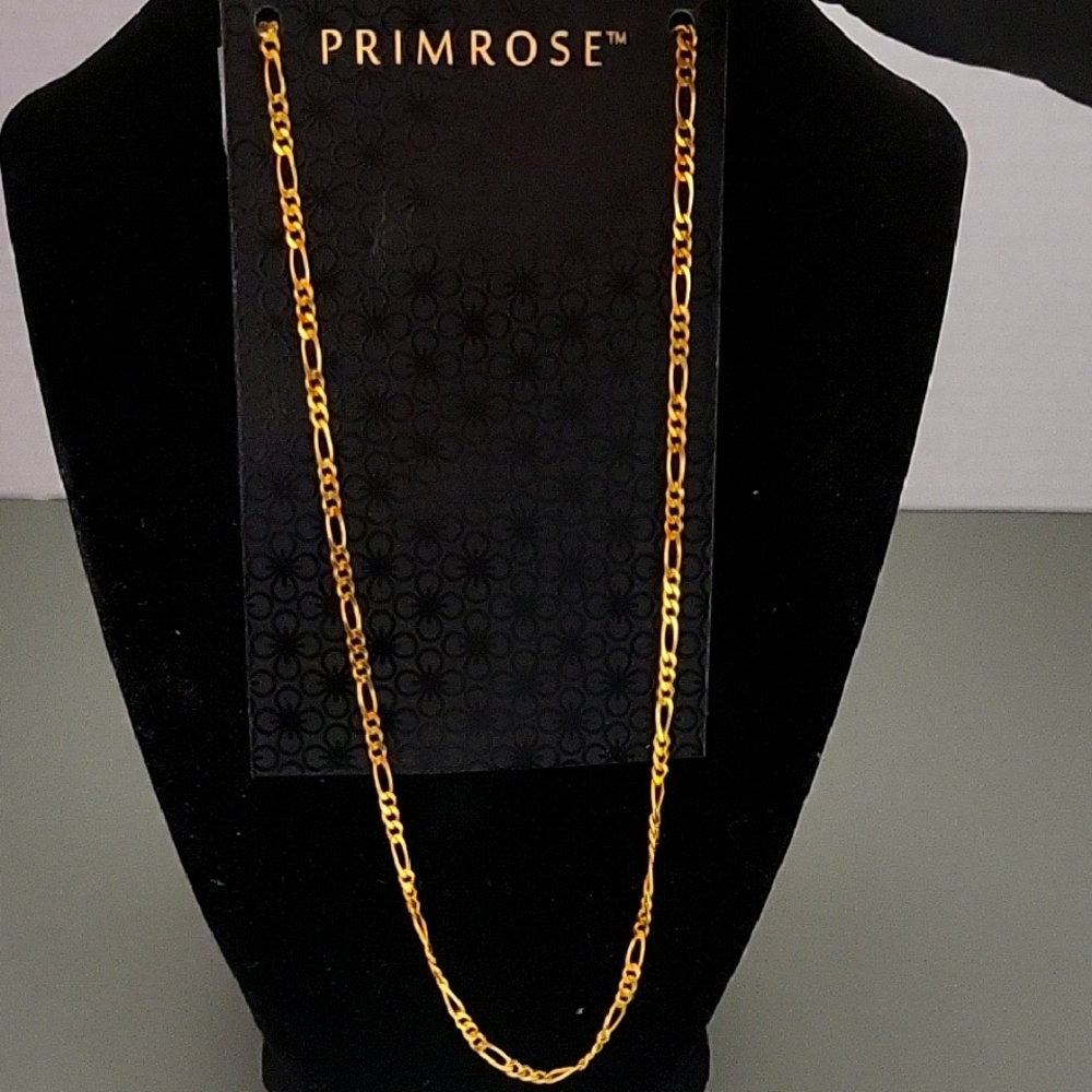 Primrose Figaro  20 Inch 24k Gold Over Sterling Silver Chain